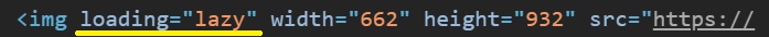 Imagem que mostra o atributo loading de uma tag img em um trecho html