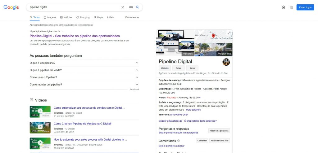 Imagem que mostra um sreenshot de um resultado de pesquisa do google