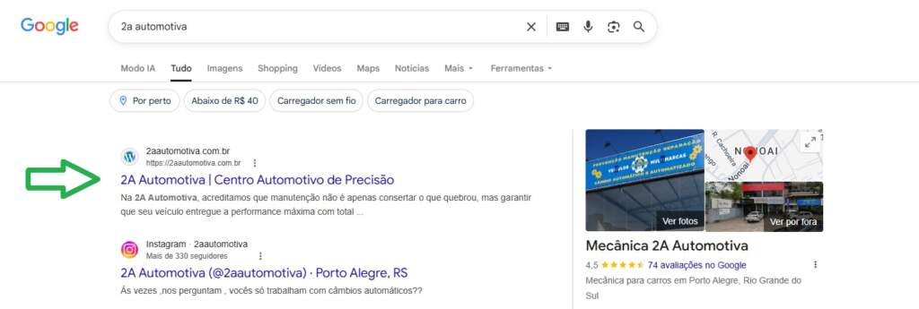 Imagem que mostra o site da 2a no topo do google